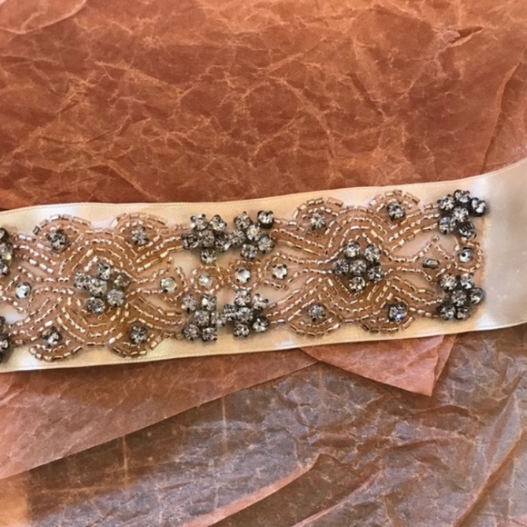 Rose gold beaded bridal sash - Picture 7 of 7